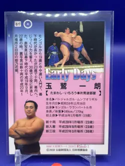 Tamawashi Ichiro- BBM Sumo Wrestler Trading Card 2018 Japan TCG Japanese 61 - Image 5