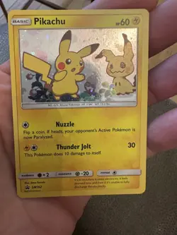 Pikachu & Mimikyu 2019 Sun and Moon Black Star Holo Promo SM162 Pokemon - Image 2