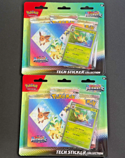 2X Pokemon Scarlet Violet Prismatic Evolutions Tech Sticker Collection Leafeon - Image 1