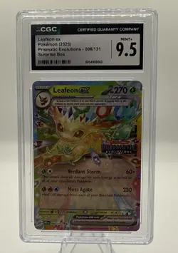 2025 POKEMON PRISMATIC EVOLUTIONS SURPRISE BOX #006/131 LEAFEON EX CGC 9.5 - Image 2