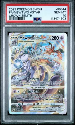 Pokemon PSA 10 GEM MINT Mewtwo VStar GG44/GG70 Crown Zenith Galarian Gallery - Image 1