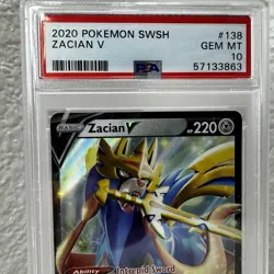 2020 Pokemon Sword & Shield (Base Set) Zacian V 138/202 - PSA 10 Gem Mint - Image 2