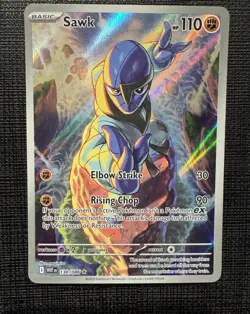 Pokemon TCG Sawk 130/086 Scarlet & Violet White Flare Illustration Rare Holo NM - Image 1