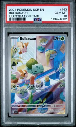 Pokemon PSA 10 GEM MINT Bulbasaur 143/142 Stellar Crown Illustration Rare - Image 1