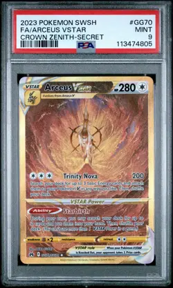 Pokemon PSA 9 Mint Arceus VStar GG70/GG70 Crown Zenith Galarian Gallery - Image 1