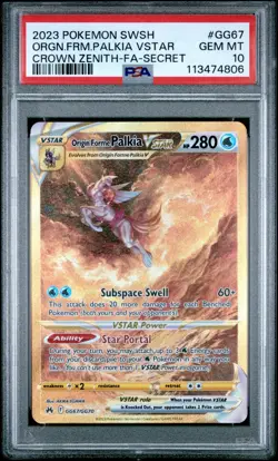 Pokemon PSA 10 GEM MINT Origin Forme Palkia VStar GG67/GG70 Crown Zenith - Image 1