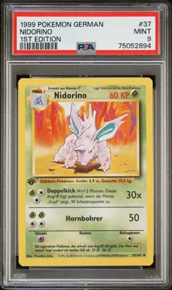 PSA 9 Nidorino 1st Edition 1999 Pokemon Base Set German MINT - Image 1