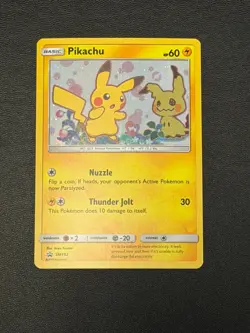 Pikachu & Mimikyu 2019 Sun and Moon Black Star Holo Promo SM162 Pokemon - Image 2