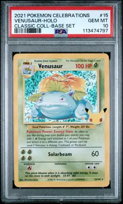 Pokemon PSA 10 GEM MINT Venusaur 15/102 Celebrations Classic Collection - Image 1