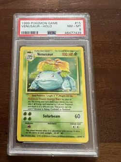 1999 POKEMON BASE SET UNLIMITED #15 VENUSAUR-HOLO PSA 8 - Image 1