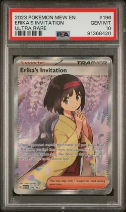 Erika's Invitation PSA 10 Pokemon 151 Mew En Ultra Rare #196 Pokemon 2023 - Image 1