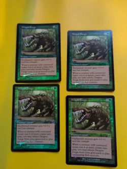 Dragon Fangs. playset. Enchant . MTG FOIL Shooting Star. Scourge 2003 4 Card. - Image 1