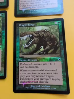 Dragon Fangs. playset. Enchant . MTG FOIL Shooting Star. Scourge 2003 4 Card. - Image 4