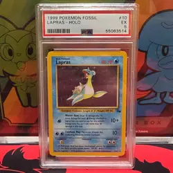 Pokemon Lapras Fossil 10/62 Holo Rare Unlimited PSA 5 Card 1999 - Image 1