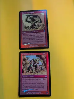 Goblin Warchief & Goblin Psychopath MTG FOIL Shooting Star. Scourge 2003 2 Card. - Image 1