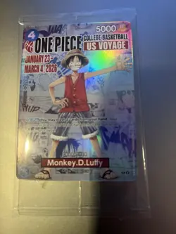 One Piece US Voyage Monkey.D.Luffy Rutgers Basketball Promo Card Holo Sealed - Image 4