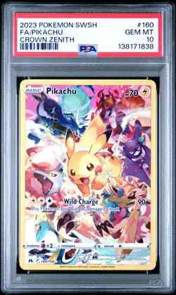 2023 POKEMON SWORD & SHIELD CROWN ZENITH #160 FULL ART/PIKACHU PSA 10 - Image 1