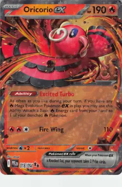Oricorio ex 018/094 Double Rare Phantasmal Flames Pokemon NM - Image 1