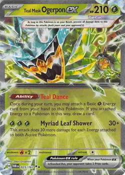 Teal Mask Ogerpon ex 025/167 Double Rare Twilight Masquerade Pokemon NM - Image 1