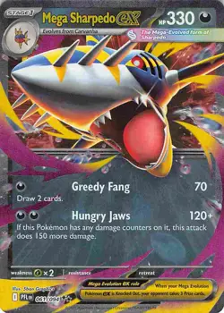 Mega Sharpedo ex 061/094 Double Rare Phantasmal Flames Pokemon NM - Image 1