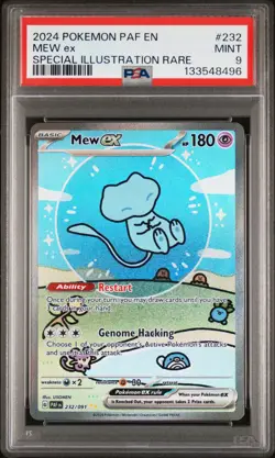 2024 POKEMON PAF EN-PALDEAN FATES SPECIAL ILLUSTRATION RARE #232 MEW EX PSA 9 - Image 1
