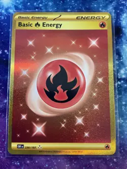 Fire Energy 230/197 Full Art Gold Secret Rare Obsidian Flames Pokemon OBFEN NM/M - Image 1