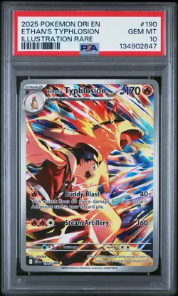 2025 POKEMON DRI EN-DESTINED RIVALS ILLUSTRATION RARE ETHAN'S TYPHLOSION PSA 10 - Image 1