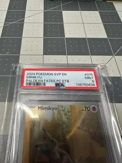 Pokemon Paldean Fates Mimikyu Pokemon Center ETB Promo 075 PSA 9 - Image 2