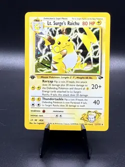 Pokemon Lt. Surge's Raichu 11/132 WotC 1st Edition Gym Challenge Holo Rare LP - Image 1