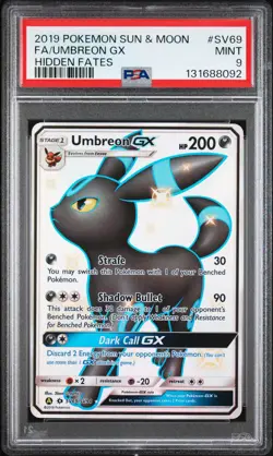 2019 POKEMON SUN & MOON HIDDEN FATES #SV69 FULL ART/UMBREON GX PSA 9 - Image 1