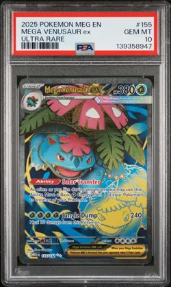 2025 POKEMON MEG EN-MEGA EVOLUTION ULTRA RARE #155 MEGA VENUSAUR EX PSA 10 - Image 1
