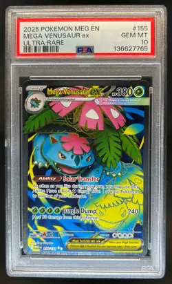 2025 Pokemon Mega Evolution MEG EN Venusaur ex Ultra Rare #155/132 PSA 10 - Image 1