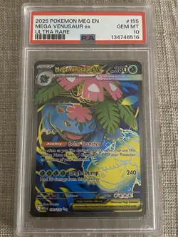 2025 POKEMON MEG EN-MEGA EVOLUTION ULTRA RARE #155 MEGA VENUSAUR EX PSA 10 - Image 1