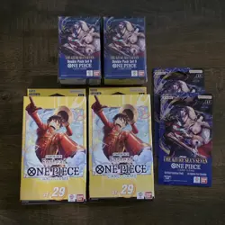One Piece OP-14 Booster Sleeves and double pack/ST29 Egghead Starter Deck. - Image 1