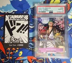 2025 ONE PIECE OP05 067 CHAMPIONSHIP CS 25-26 EVENT PACK ZORO JUUROU PSA 10 USA - Image 1