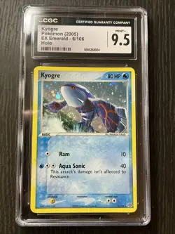 CGC 9.5+ MINT Kyogre 2005 EX Emerald 6/106 Holo Pokemon Card Swirl - Image 1