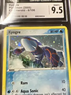 CGC 9.5+ MINT Kyogre 2005 EX Emerald 6/106 Holo Pokemon Card Swirl - Image 2