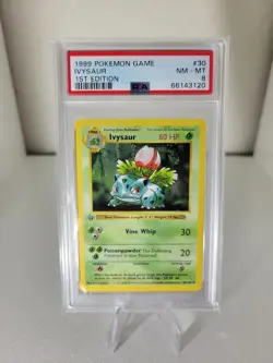 1999 Pokemon TCG Base Set FIRST EDITION Ivysaur Card 30/102 PSA 8 - Image 1