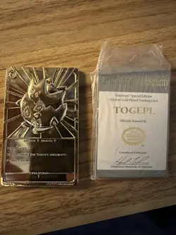 Pokemon Togepi 23k Gold-Plated Card 1999 Authentic Burger King Vintage - Image 2