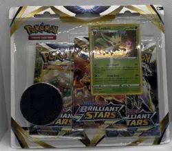 New Pokemon Brilliant Stars, Leafeon Promo 3-Pack Blister Card TCG Sealed - Image 1
