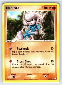 Meditite 55/108 EX Power Keepers Pokemon Card Common - Vlp - Image 1