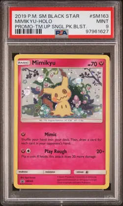 PSA 9 Mimikyu Holo #SM163 2019 Pokemon Sm Black Star Promo GALAXY SWIRL - Image 1