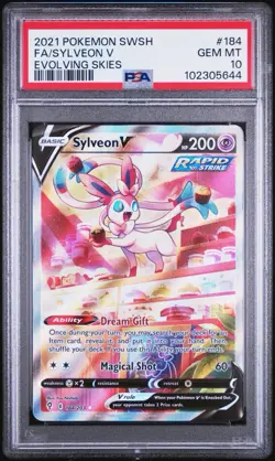 2021 POKEMON SWORD & SHIELD EVOLVING SKIES #184 FULL ART/SYLVEON V PSA 10 - Image 1