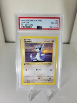 1999 Pokemon TCG Dratini FIRST EDITION Base Set 26/102 PSA 8 - Image 1
