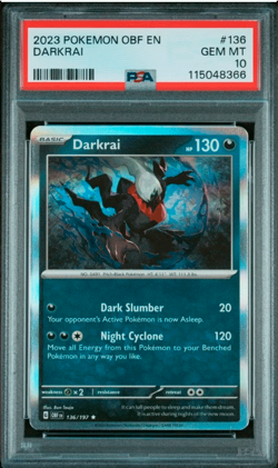 2023 POKEMON OBF EN-OBSIDIAN FLAMES #136 DARKRAI PSA 10 HOLO - Image 1