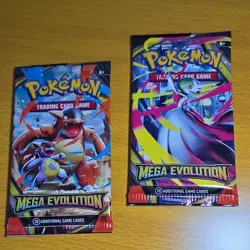Two opened, unsorted Pokemon Mega Evolution packs - Image 1