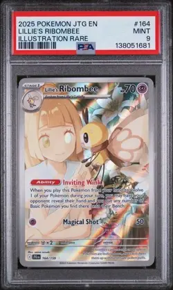 2025 POKEMON JTG-JOURNEY TOGETHER ILLUSTRATION RARE #164 LILLIE'S RIBOMBEE PSA 9 - Image 1