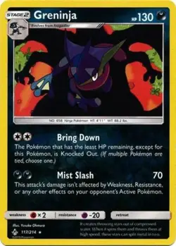 Lightly Played Greninja - 117/214 - Reverse Holo Rare Pokemon Unbroken Bonds - Image 1