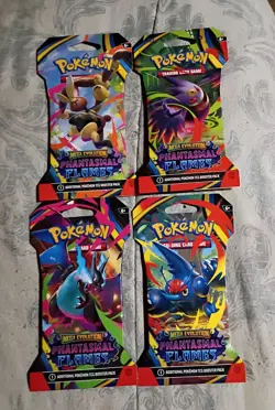 Pokemon Mega Evolution Phantasmal Flames 4x Sleeved Booster Pack Art Set - Image 2