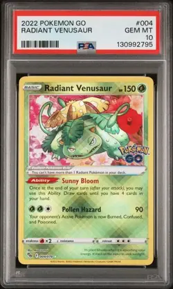 Radiant Venusaur 004/078 Pokemon GO Holo - PSA 10 Gem Mint Pokemon TCG - Image 1